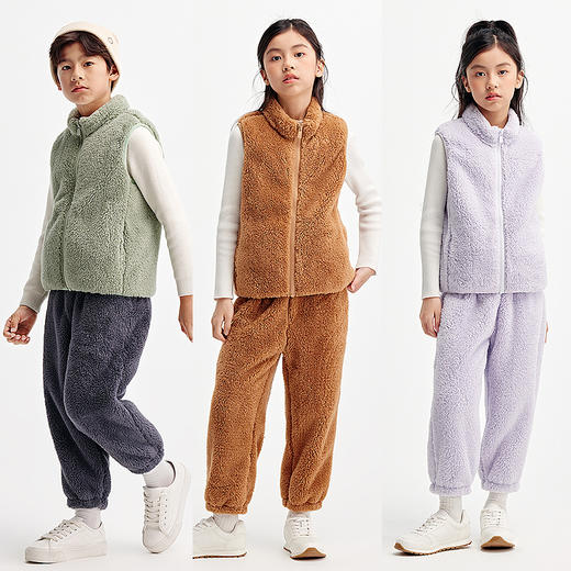 森马儿童马甲2024年新款冬装保暖珊瑚绒家居外套男童女童立领上衣 商品图2