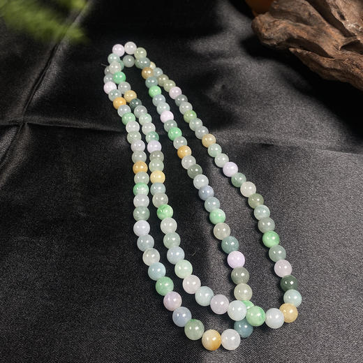 10021 翡翠冰糯种8mm多彩108佛珠项链 商品图0