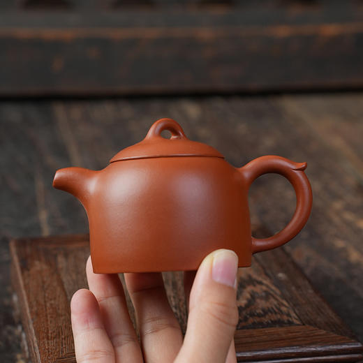 孙雯  小秦权壶朱泥小茶壶宜兴紫砂原矿茶壶紫砂壶功夫茶泡茶壶紫砂茶具仿古 商品图5