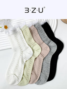 足装秀24新品春夏女士中筒竹棉抗菌轻薄糖果色公主袜中邦女袜子