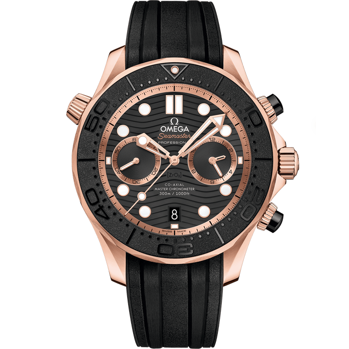 欧米茄海马系列 300米潜水表 44毫米, Sedna™ 18k金表壳 搭配 橡胶表带