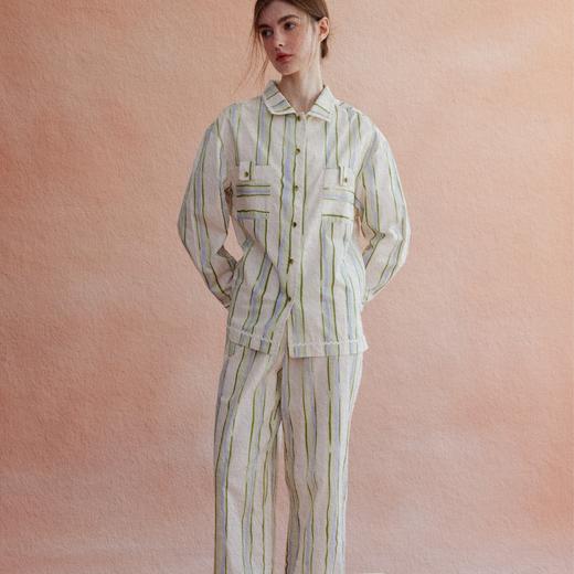 CremeSu 早春新品家居服Frida系列条纹撞色时尚外穿睡衣套装高支棉【该商品不支持用券】 商品图1