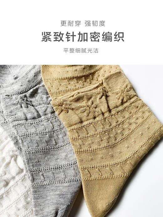 足装秀24新品春夏女士短筒竹棉抗菌轻薄反织立体提花短邦女袜子 商品图2