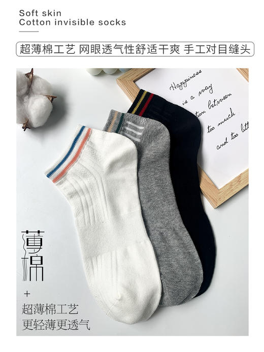 足装秀24新品夏天男士短袜棉质薄棉百搭轻薄透气网眼船袜男袜子 商品图1
