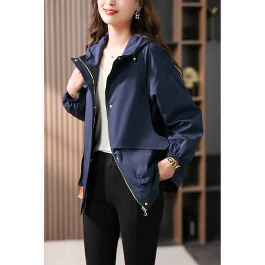 87741原形设计感连帽大口袋工装外套女2024春季新款韩版宽松慵懒上衣 商品图3