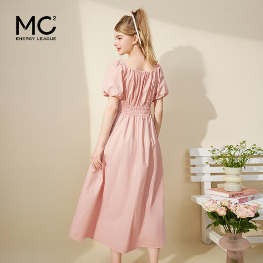 mc2方领双蝴蝶结装饰长款连衣裙女装2024夏季新款甜美减龄风粉色 商品图2
