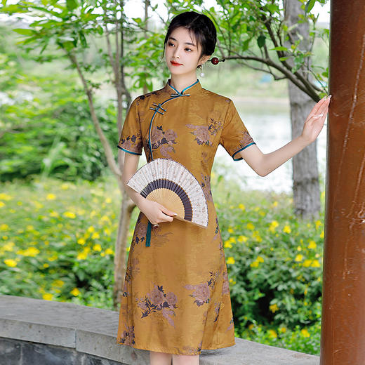 改良版复古风花罗提花旗袍MLS6232 商品图3