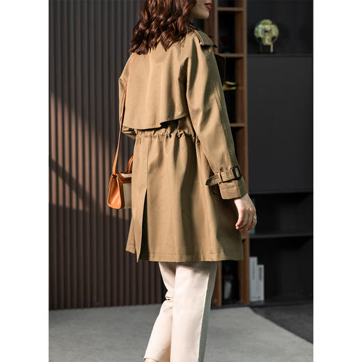 85618原形卡其色西装领风衣外套女2024春季新款韩版设计感收腰气质大衣 商品图4