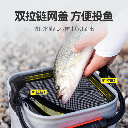 汉鼎可折叠打水桶户外带盖钓鱼大号鱼箱多功能水桶装鱼野钓活鱼桶 商品图3
