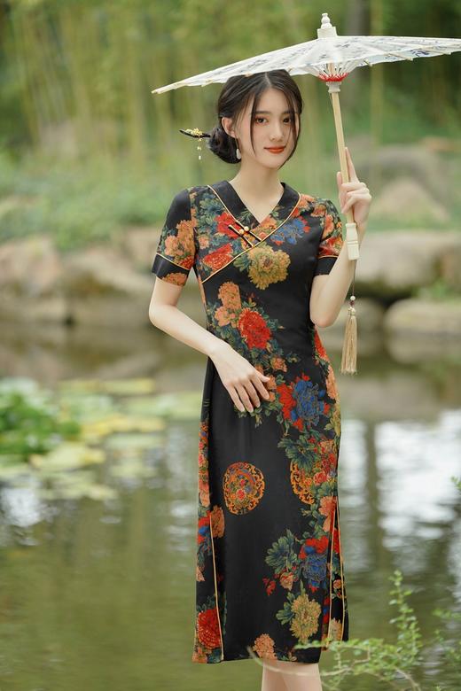 气质减龄V领，宽松中长款旗袍GSJ558 商品图4