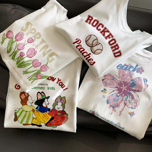 【热卖中！69.9/任选两件】百搭推荐纯棉重磅加厚白色短袖圆领T恤女装半袖2024夏季新款宽松，十分减龄显气质，能个性、能随意，可以通过和不同的单品融合搭出想要的风格哦。ry 商品图0