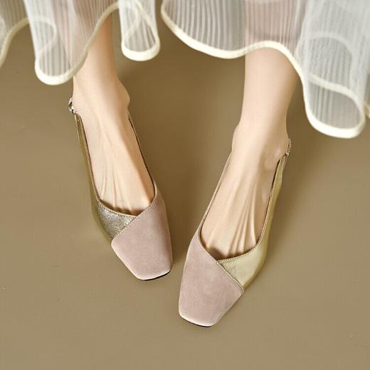 【预售5天】极简风~真皮拼色包头凉鞋女2025夏气质粗跟后空鞋CFE&3835 商品图2