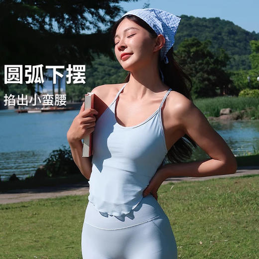 跃牌【禅语梵心】 新运动拼纱背心固定杯瑜伽上衣WX2723 商品图2