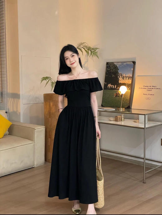 优雅一字肩连衣裙 商品图5