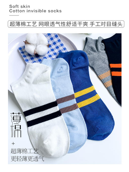 足装秀24新品夏天男士短袜棉质薄棉百搭轻薄透气网眼船袜男袜子 商品图1