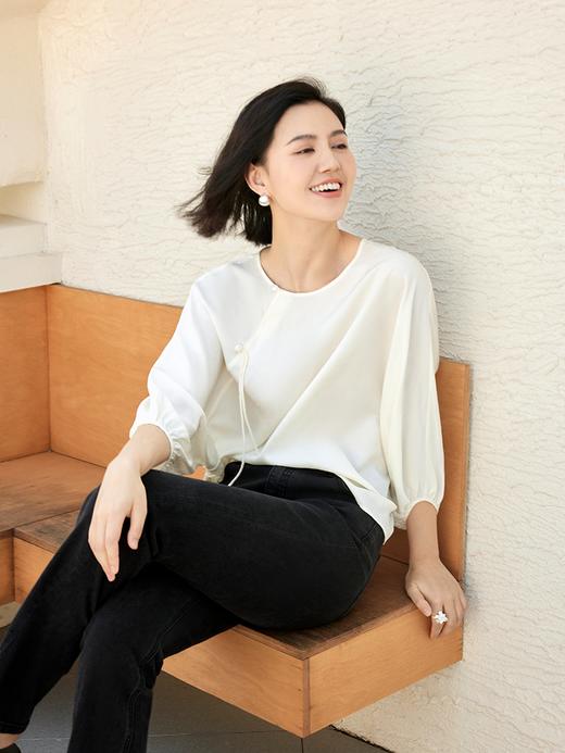 桑蚕丝混纺新中式圆领上衣FCE2TOP149 商品图7