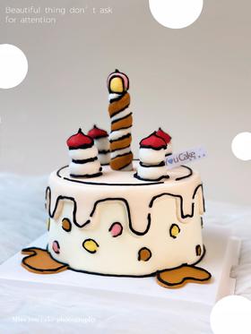 定制款蛋糕 - 漫画线条蛋糕