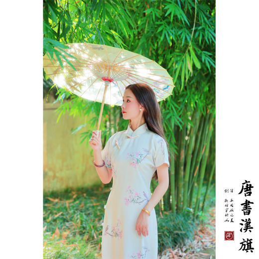 【花鸟卷】国风素雅立领盘扣古法旗袍新中式 商品图3