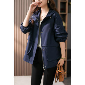 87741原形设计感连帽大口袋工装外套女2024春季新款韩版宽松慵懒上衣