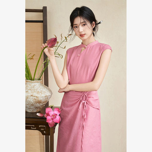 新中式国风肌理暗纹提花搭片改良旗袍女夏季镂空连衣裙V1941713 商品图4