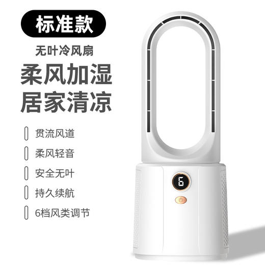 【台式落地静音无叶喷雾风扇】多档强风制冷 usb充电便携式夜灯加湿扇  商品图4