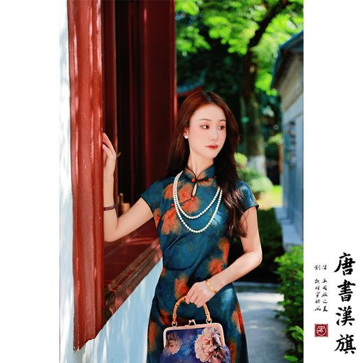 【京华】双面仿香云纱立领水滴镂空改良旗袍新中式 商品图4