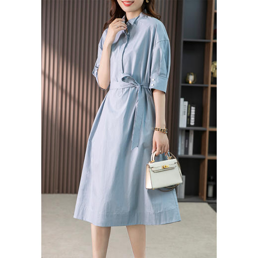 85782原形设计感小众衬衫裙女中长款2024春夏季新款收腰连衣裙高级感 商品图1