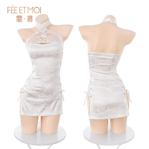 【霏慕】高开衩镂空绑带提花旗袍6389情趣内衣性感露臀古风睡衣 商品图4