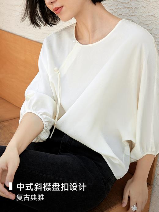 桑蚕丝混纺新中式圆领上衣FCE2TOP149 商品图3