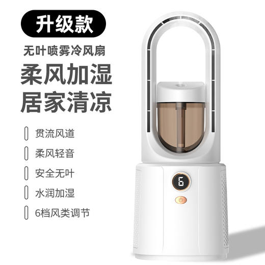 【台式落地静音无叶喷雾风扇】多档强风制冷 usb充电便携式夜灯加湿扇  商品图5
