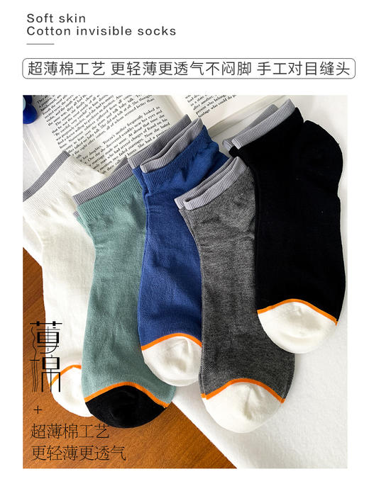 足装秀24新品夏天男士短袜棉质薄棉百搭轻薄透气双罗口船袜男袜子 商品图1