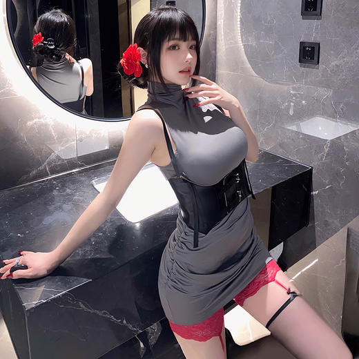 霏慕 辣妹可掀露胸高领包臀裙6357 纯欲制服短裙套装紧身连体衣性感情趣内衣夫妻刺激制服性感睡衣浴睡袍 商品图2