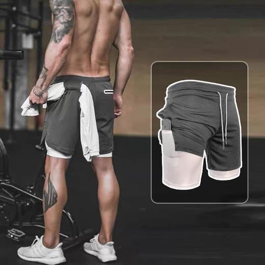 【可以挂毛巾的马拉松短裤！】秒干双层短裤！可插手机！可挂毛巾！多功能马拉松运动健身短裤! 夏季男运动短裤速干假两件健身裤子锻炼户外休闲裤五分裤-LC24AA01 商品图0