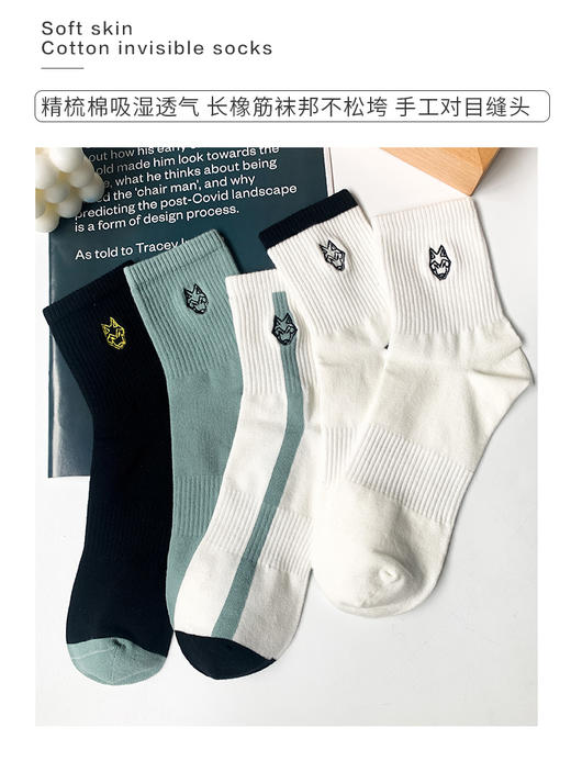 足装秀24新款夏季男士中筒袜棉质百搭轻薄透气吸汗中邦运动男袜子 商品图1