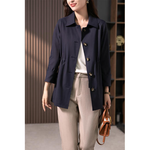 87535原形风衣女2024春季新款韩版收腰显瘦休闲小个子设计感短款外套 商品图2