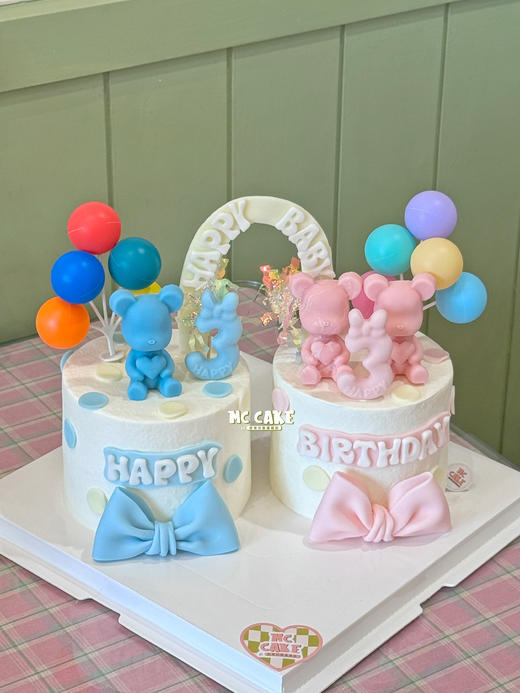 双胞胎生日蛋糕/一起过生日（实际出品粉色熊只有一只） 商品图1