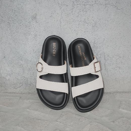 BIUCILI「Lazy summer」原创设计简约牛皮厚底一脚蹬勃肯凉拖鞋女 商品图3