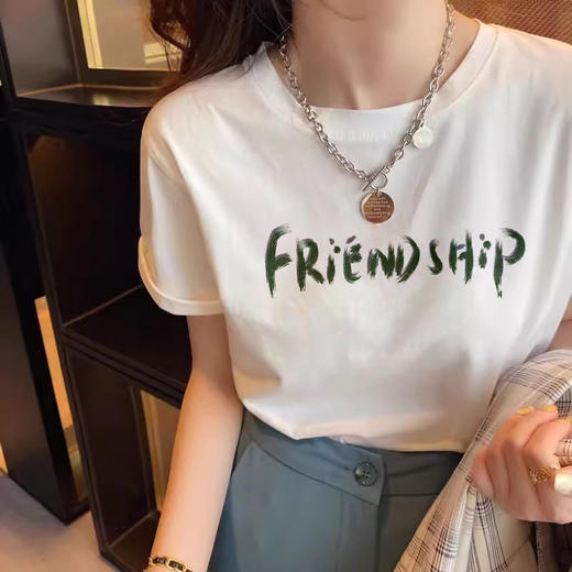 【热卖中！69.9/任选两件】百搭推荐纯棉重磅加厚白色短袖圆领T恤女装半袖2024夏季新款宽松，十分减龄显气质，能个性、能随意，可以通过和不同的单品融合搭出想要的风格哦。ry 商品图10