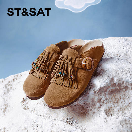 ST&SATx敦煌风尚联名 复古民族风流苏勃肯鞋SSC3114050 商品图3