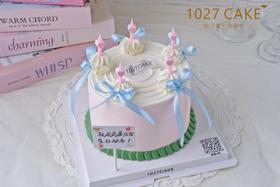1027CAKE |  少女心蛋糕  爱心蜡烛  蝴蝶结丝带
