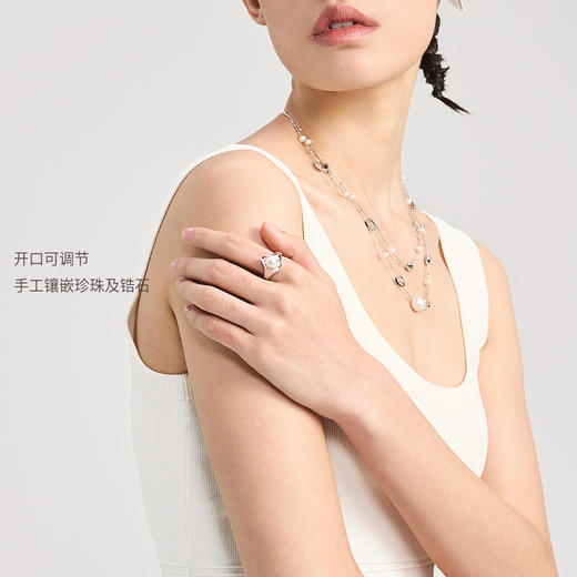 lost in echo2024夏季新款原创设计珍珠手工小叶可调节戒指指环女 商品图1