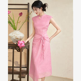 新中式国风肌理暗纹提花搭片改良旗袍女夏季镂空连衣裙V1941713