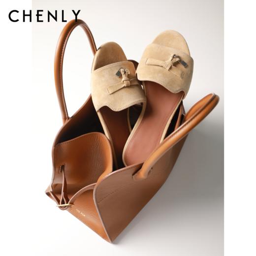 尘衣｜老钱风反绒流苏吊坠一字拖 商品图0