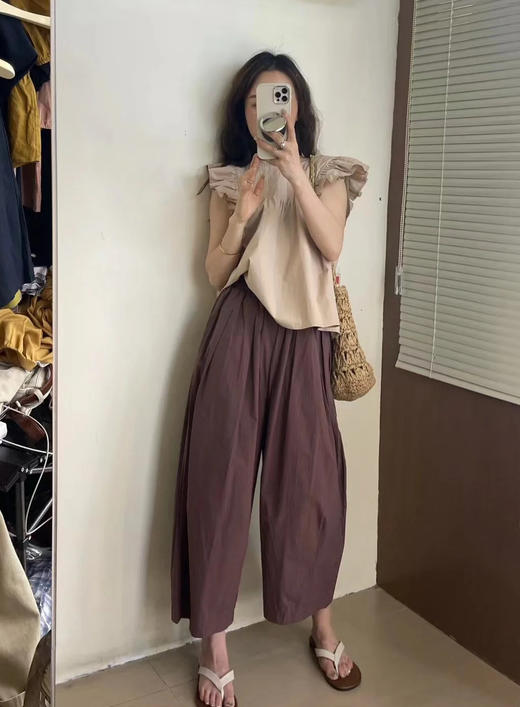 老米优品🎈 显瘦~日杂风！《chao态棉气球裤》 会呼吸的氧气裤🍃 面包般的舒适柔软，好打理！宽宽裤腿，宽胯扁臀等小缺点全部遮住！松紧腰头，无紧绷束缚感，对腰围包容性好！ 商品图1