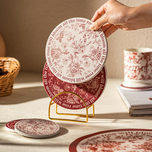 摩登主妇玫瑰假日隔热垫餐桌垫碗盘垫家用耐高温防烫专用杯垫锅垫 商品图3