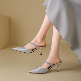 【预售5天】水钻包头凉鞋，法式V口凉拖高跟鞋JZ&V19