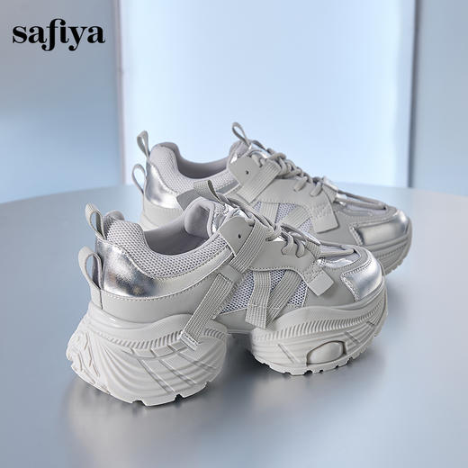 Safiya/索菲娅2024秋潮流街头百搭厚底减震增高运动老爹鞋 SF43112049 商品图4