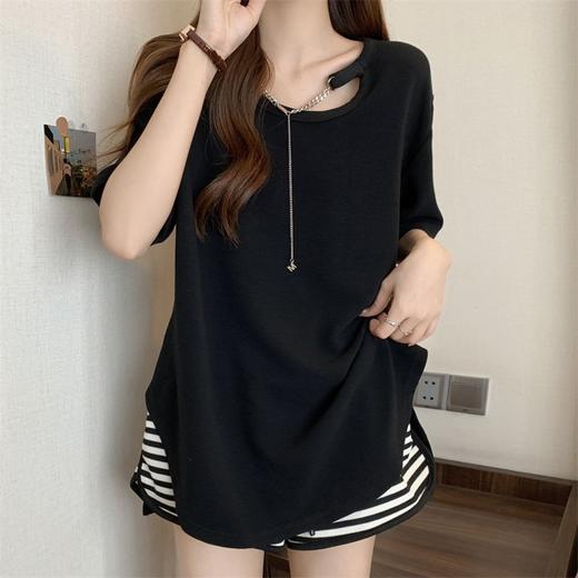 【宽松百搭T恤上衣设计】夏季新款 短袖显瘦大码中长款 随心所欲搭配打底衫 商品图5