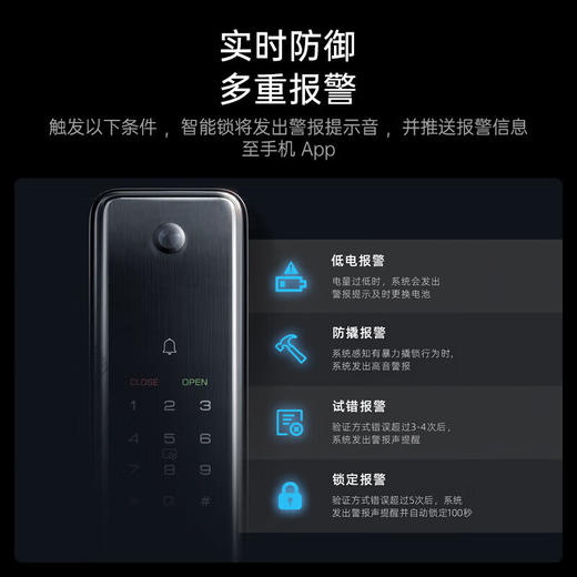 猫眼款-凯迪仕Q3VP智能锁猫眼可视指纹锁全自动防盗门入户门电子密码锁智能门锁 Q3VP【猫眼大屏可视】 商品图4