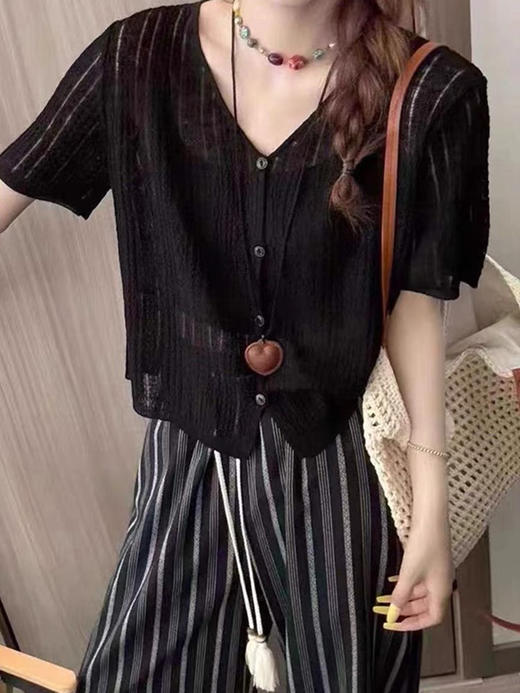 韩系V领天丝开衫 商品图5